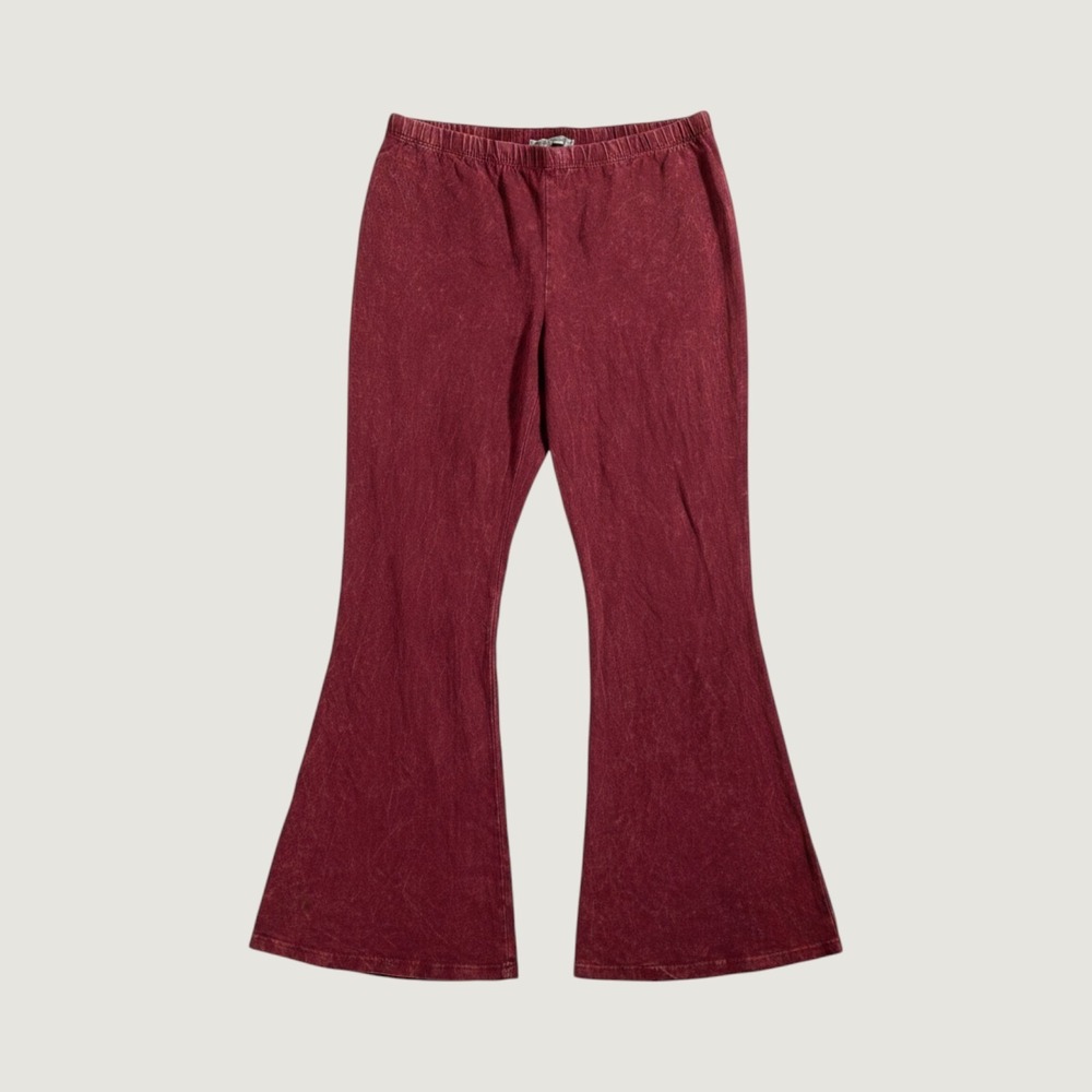 Chatoyant Pants Women's 2XL Burgundy Mineral Wash Bell Bottoms Retro Hippie